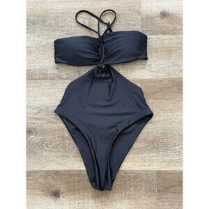 VagaBella Women's One Piece Swimsuit Black Size Small Cross-top Halter
